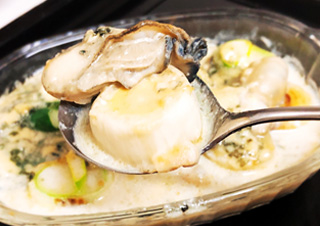 下仁田葱と牡蠣のブルーチーズ焼